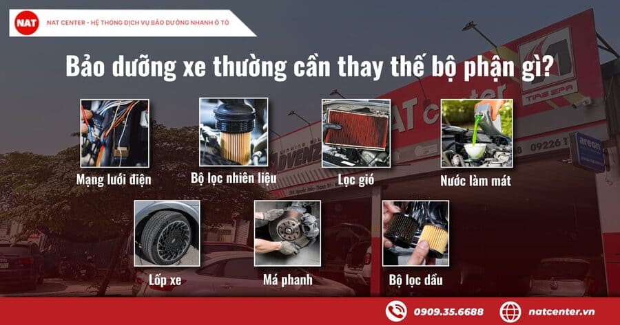 Các bộ phận cần thay mới trong kỳ bảo dưỡng 5000km