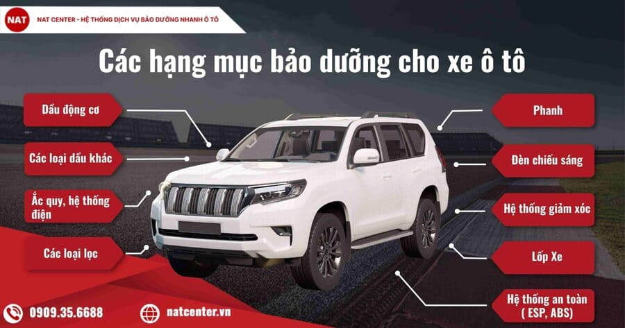 Các hạng mục bảo dưỡng xe ô tô