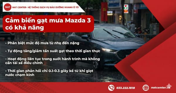 Khả năng của cảm biến gạt mưa Mazda 3