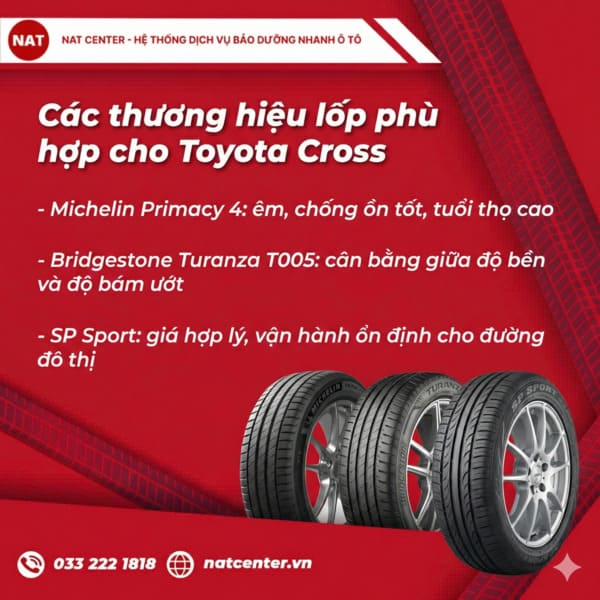 Thương hiệu dành cho lốp xe Toyota Corolla Cross từ NAT Center