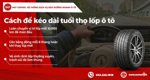 Kéo dài tuổi thọ cho lốp xe ô tô