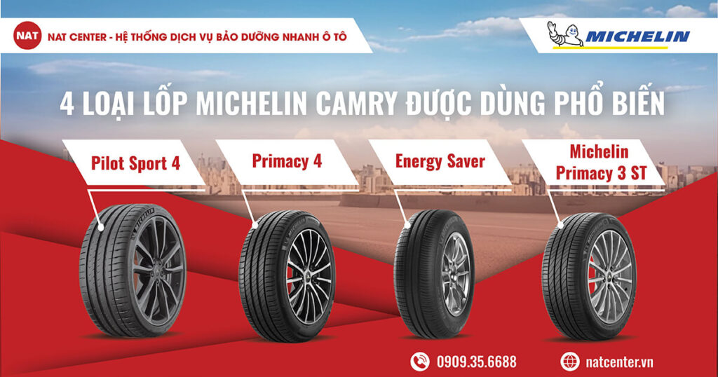 4 loại lốp Michelin Camry được dùng phổ biến