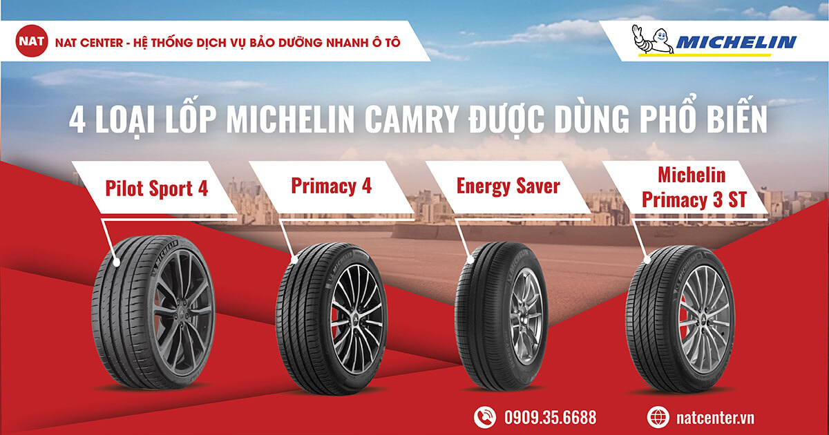 4 loại lốp Michelin Camry được dùng phổ biến