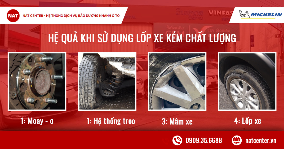 Dùng lốp chính hãng để hạn chế hư hại cho xe