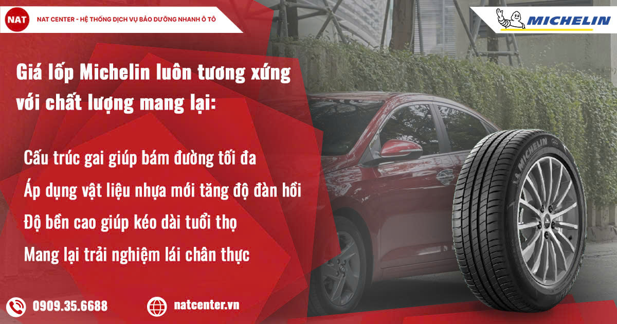 Giá lốp Michelin cho xe Accent tương xứng với chất lượng mang lại