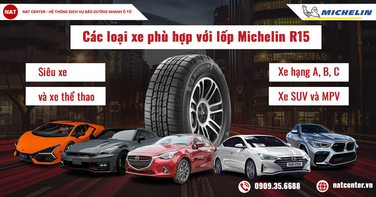Các loại xe phù hợp với lốp Michelin R15