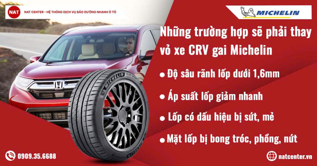 Lốp Michelin cho Honda CRV cần được thay thế khi nào