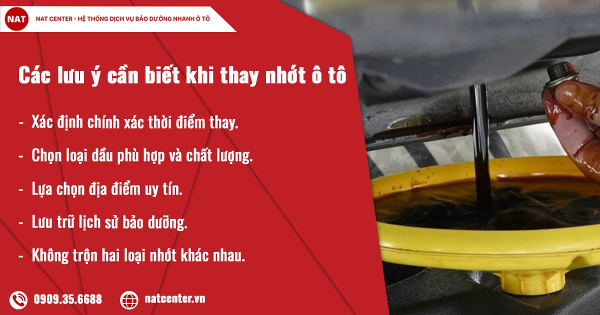 Các lưu ý cần biết khi thay nhớt ô tô