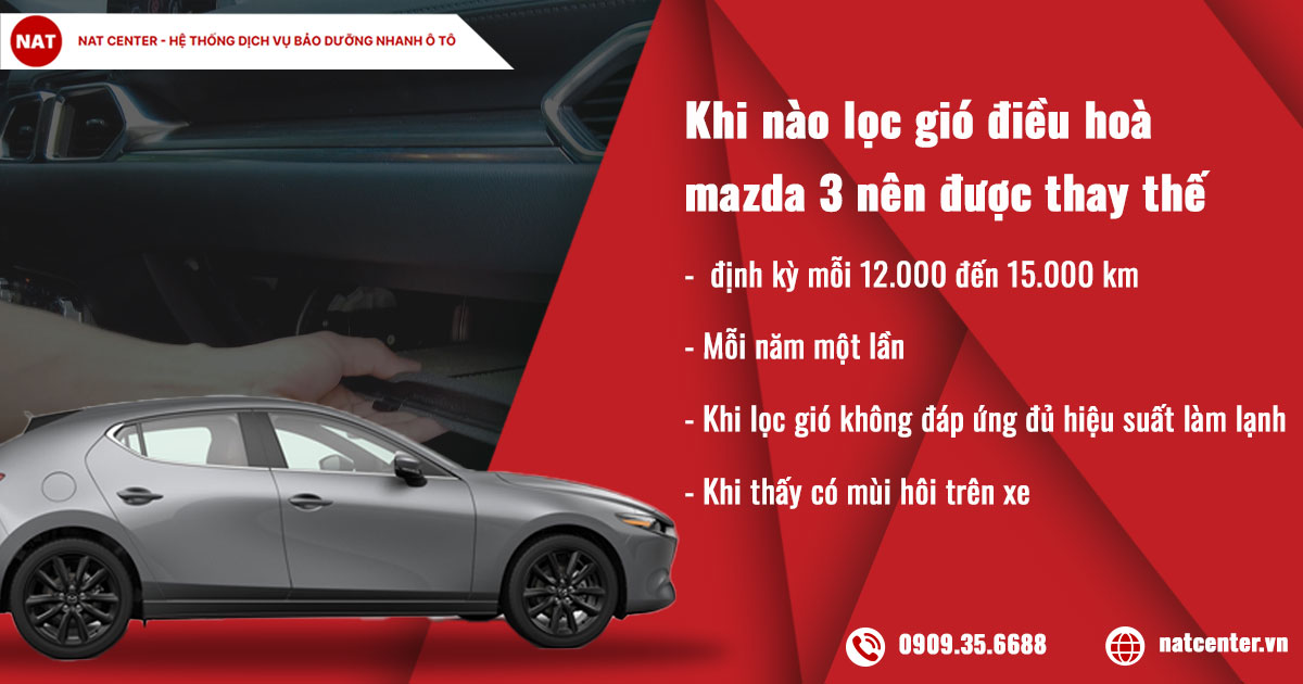 Bao lâu lọc gió điều hoà Mazda 3 nên được kiểm tra và thay thế