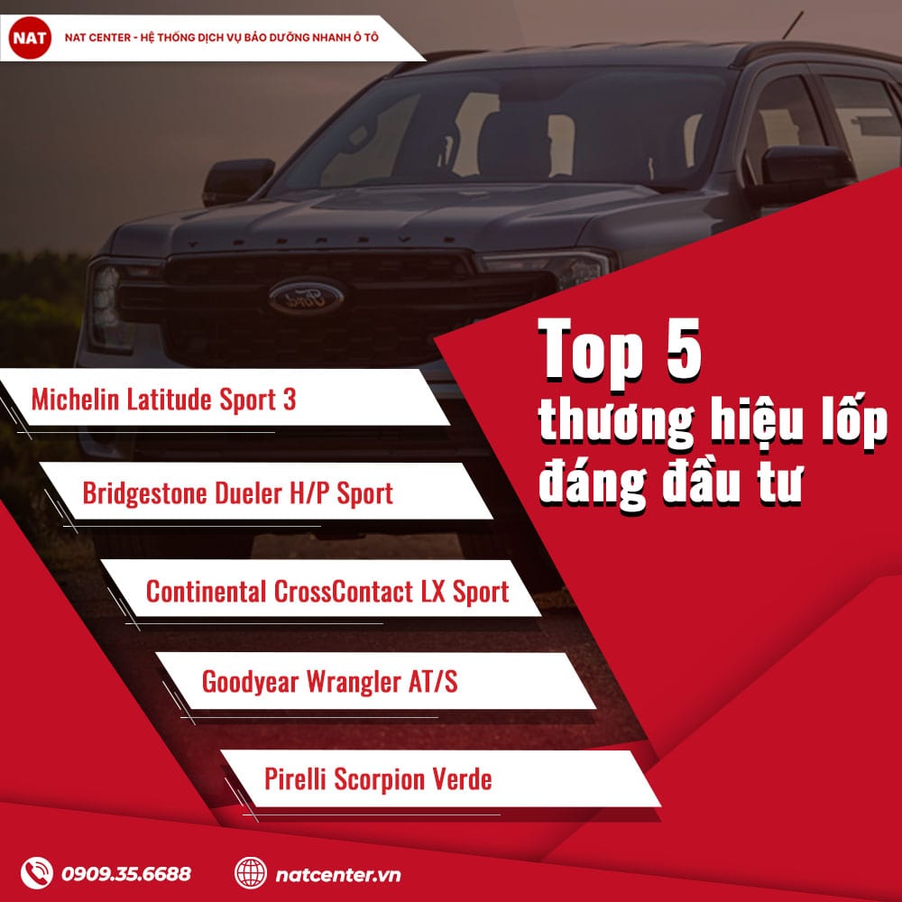 5 Thương hiệu lốp xe Ford Everest đáng đầu tư