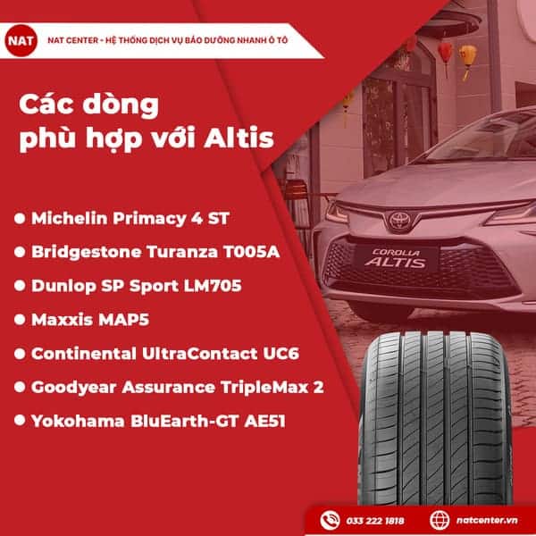 Các dòng phù hợp với Altis