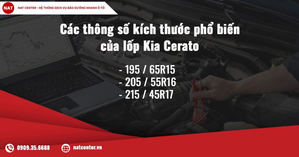 Kích thước lốp Continental cho xe Kia Cerato