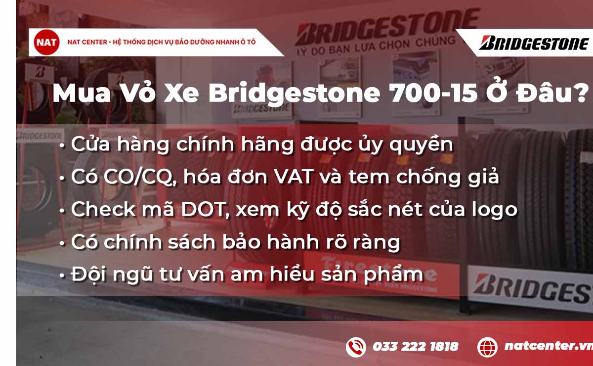 Lốp Bridgestone 700 15NAT Center