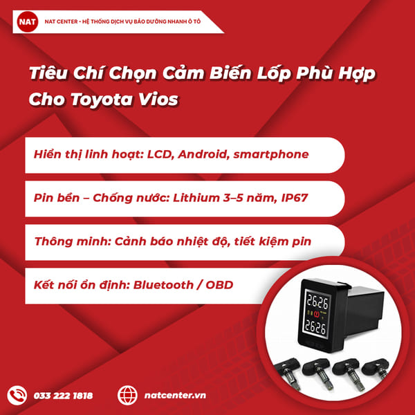 cảm biến áp suất lốp toyota vios