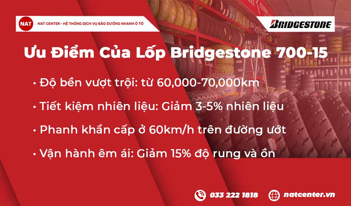 Lốp Bridgestone 700 15NAT Center