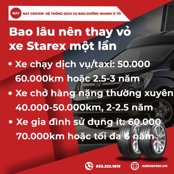Bao lâu nên thay vỏ xe Starex một lần