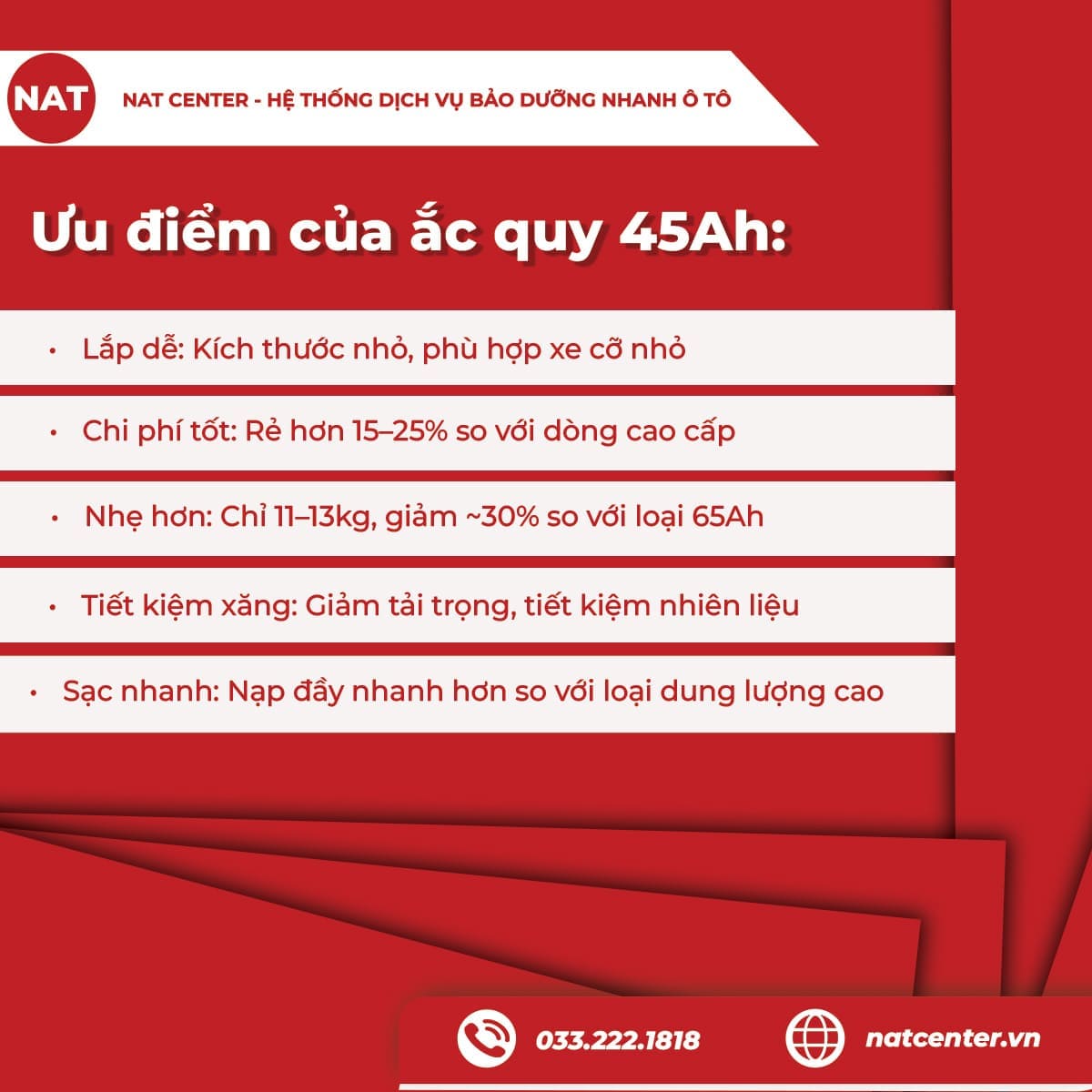 Ưu điểm của ắc quy 12V 45Ah