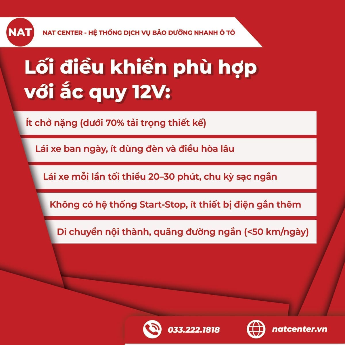 Lối điều khiển phù hợp dành cho ắc quy