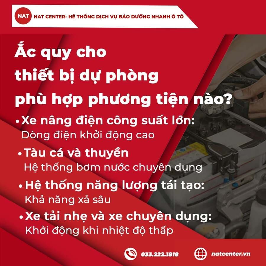 Ắc quy dùng cho thiết bị dự phòng phù hợp với những phương tiện nào?