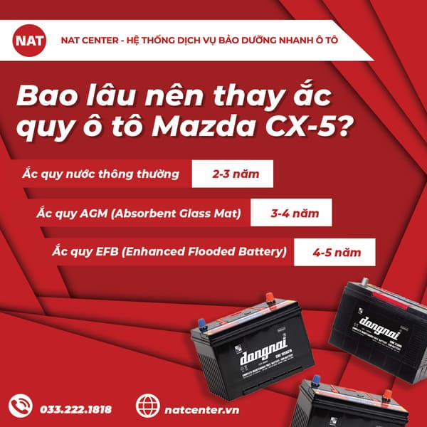 Bao lâu nên thay ắc quy ô tô mazda cx5?