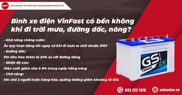 Bình xe điện VinFast có bền không khi đi trời mưa, đường dốc, nóng?