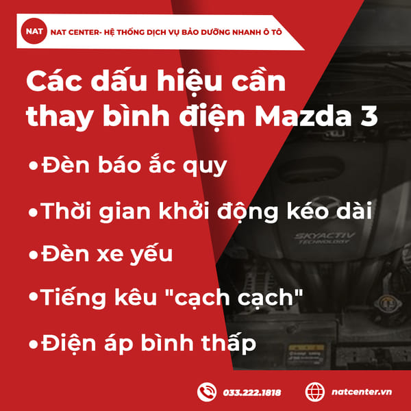 Các dấu hiệu cần thay bình điện Mazda 3