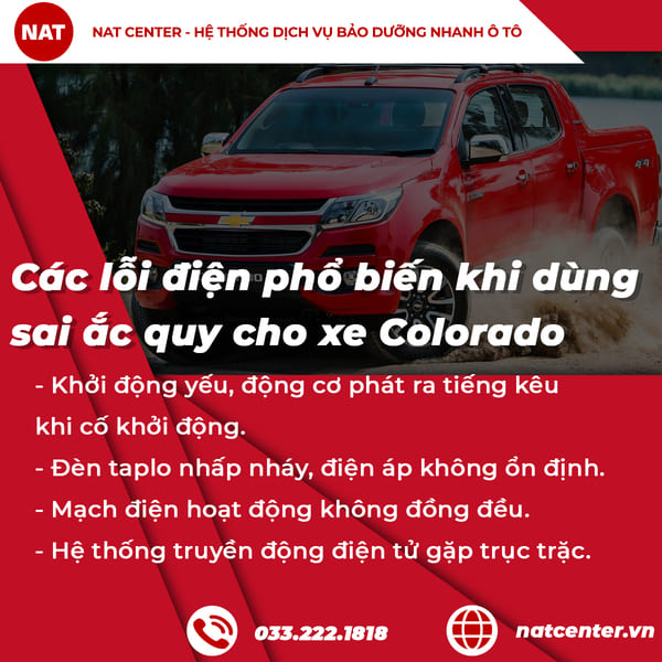 Các lỗi điện phổ biến khi dùng sai ắc quy cho xe Colorado