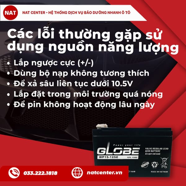 Các lỗi thường gặp khi sử dụng nguồn năng lượng