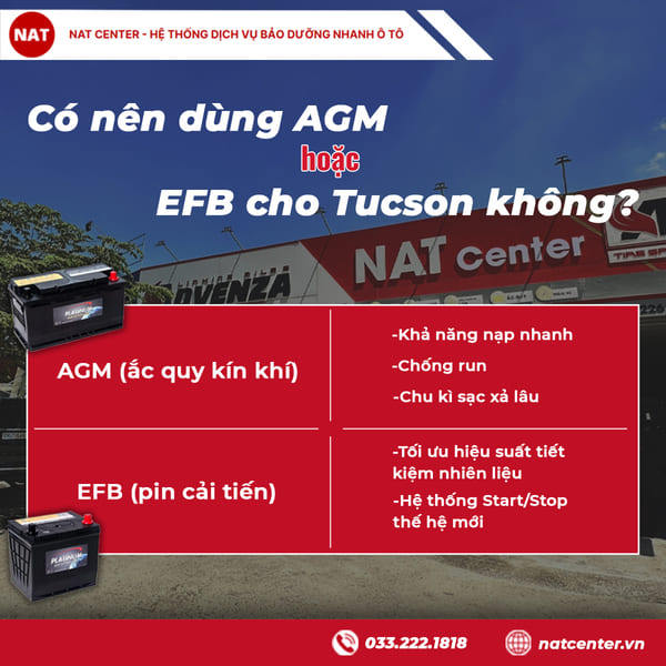 Có nên dùng AGM hoặc EFB cho Tucson không?