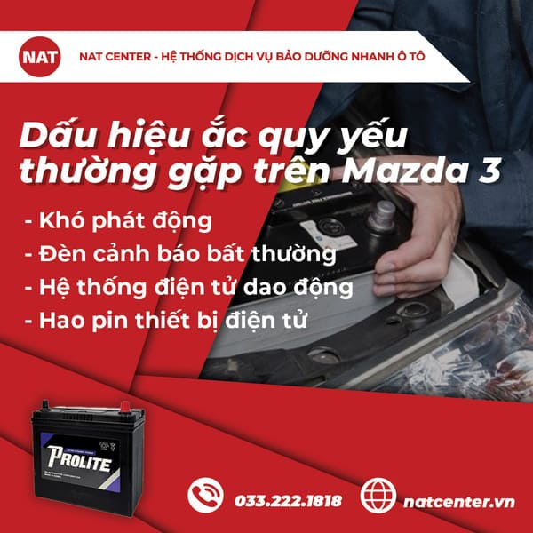 Dấu hiệu ắc quy yếu thường gặp trên Mazda 3
