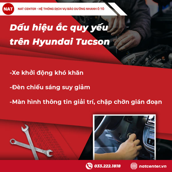 Dấu hiệu ắc quy yếu trên Hyundai Tucson