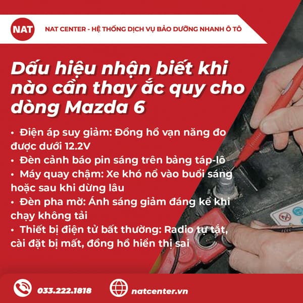 Dấu hiệu nhận biết khi nào cần thay ắc quy cho dòng Mazda 6