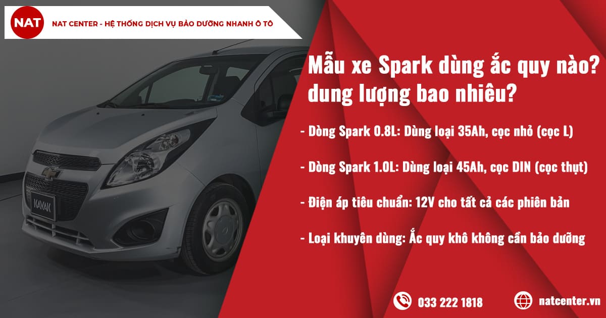 Mẫu xe Spark dùng ắc quy nào? Nên chọn khô hay nước, dung lượng bao nhiêu?