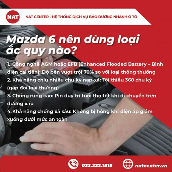 Mazda 6 đi trong phố, để lâu hoặc chạy dịch vụ nên dùng loại nào?