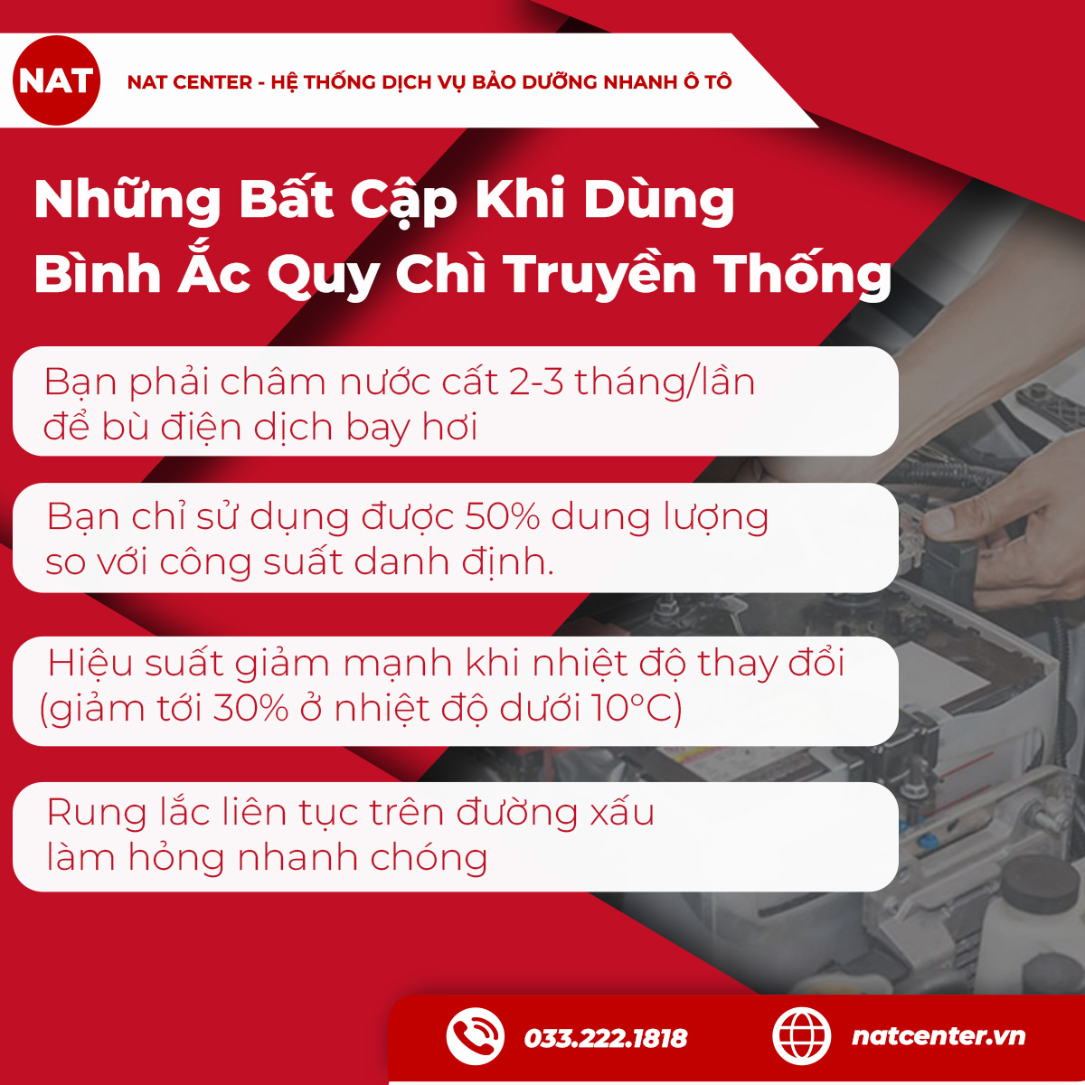 Khi dùng bình ắc quy chì truyền thống có những bất cập nào