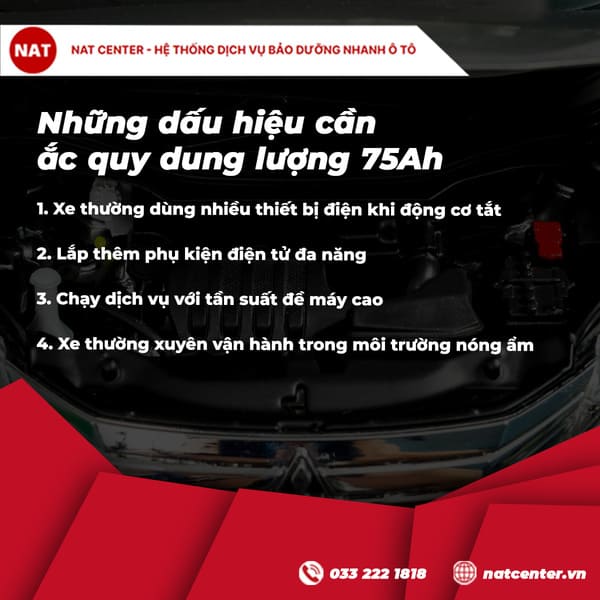 Những dấu hiệu cần ắc quy dung lượng 75Ah