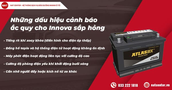 Những dấu hiệu cảnh báo ắc quy Innova sắp hỏng