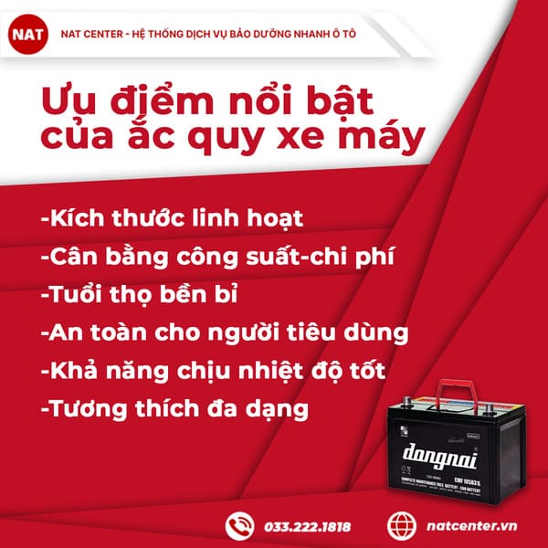 Ưu điểm nổi bật của ắc quy xe máy