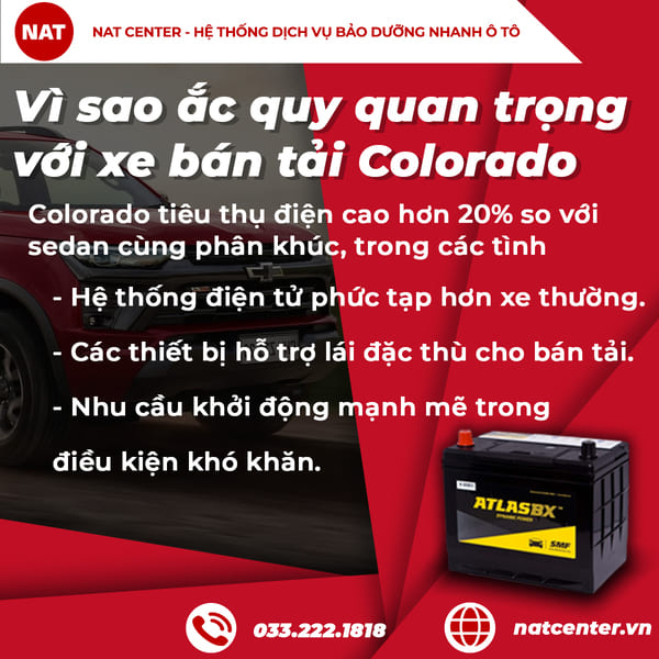 Vì sao ắc quy đóng vai trò then chốt với xe bán tải Colorado?