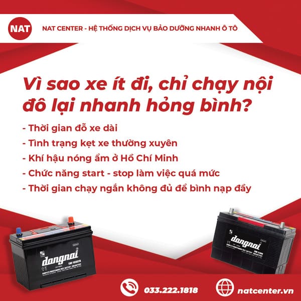 Vì sao xe ít đi, chỉ chạy nội đô lại nhanh hỏng bình?