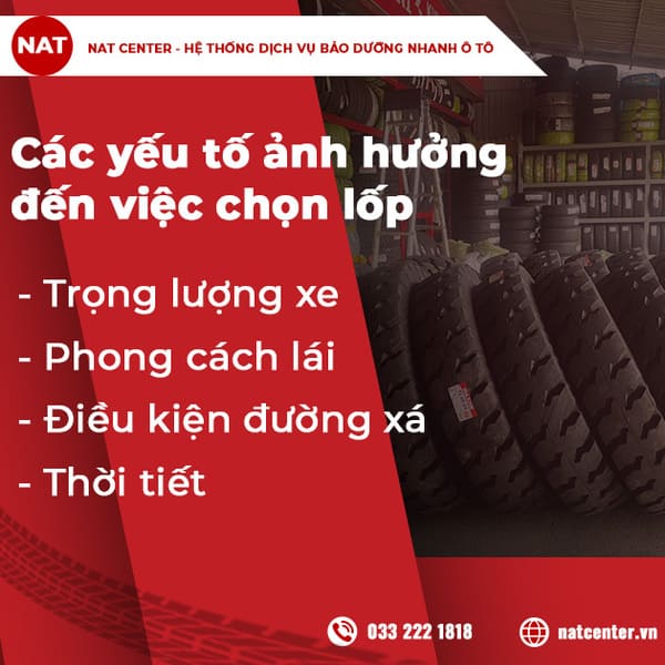 Các yếu tố ảnh hưởng đến việc chọn lốp
