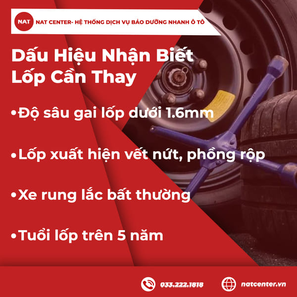 dấu hiệu nhận biết lốp cần thay 