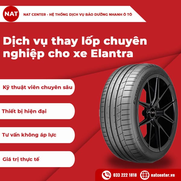 Dịch vụ thay lốp chuyên nghiệp cho xe Elantra