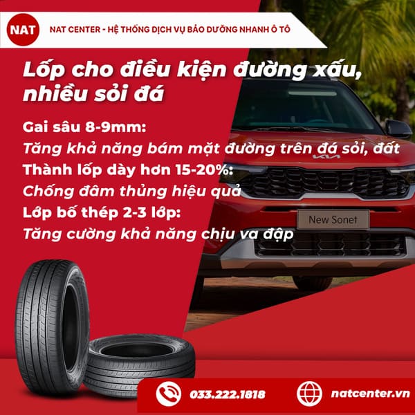 Lốp cho điều kiện đường xấu, nhiều sỏi đá