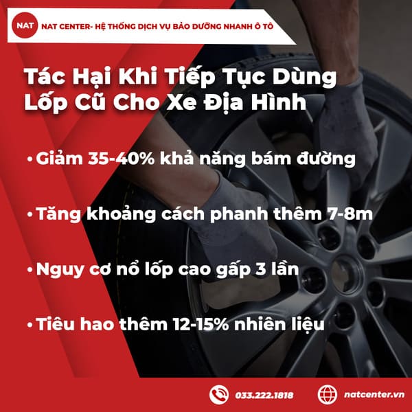 Tác hại khi tiếp tục dùng lốp cũ cho xe địa hình