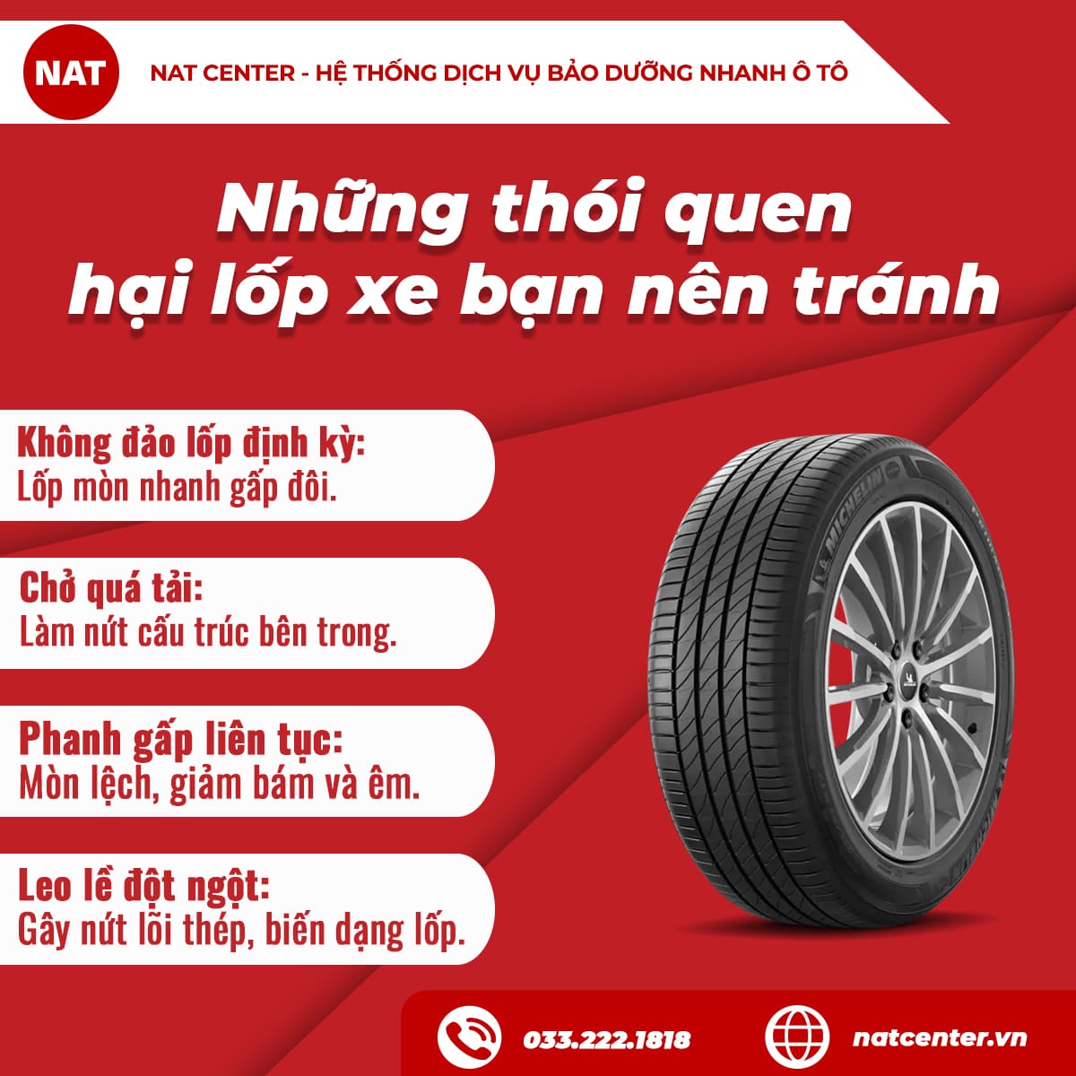Những thói quen hại lốp cần tránh
