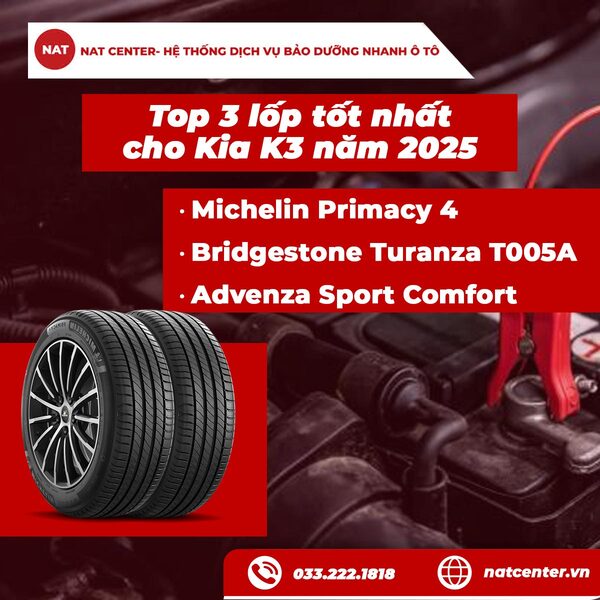Top 3 lốp tốt nhất cho Kia K3