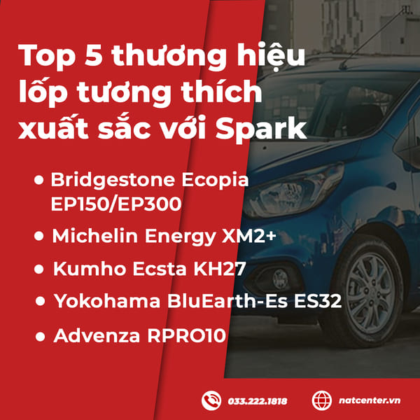 Top 5 thương hiệu lốp tương thích xuất sắc với Spark