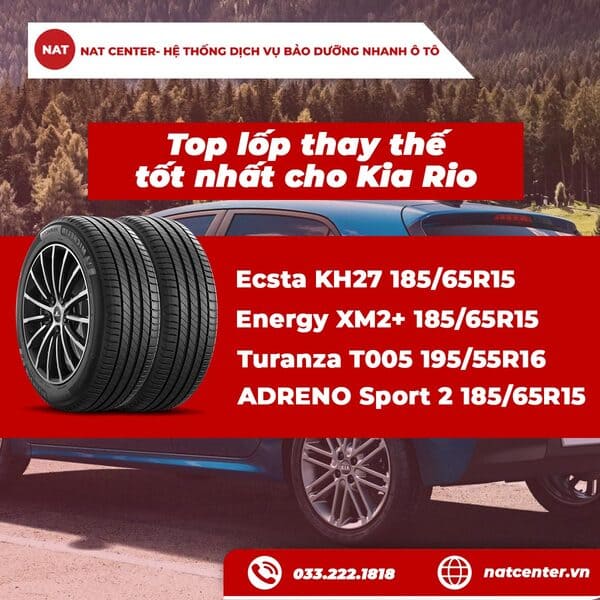 Top lốp thay thế tốt nhất cho Kia Rio