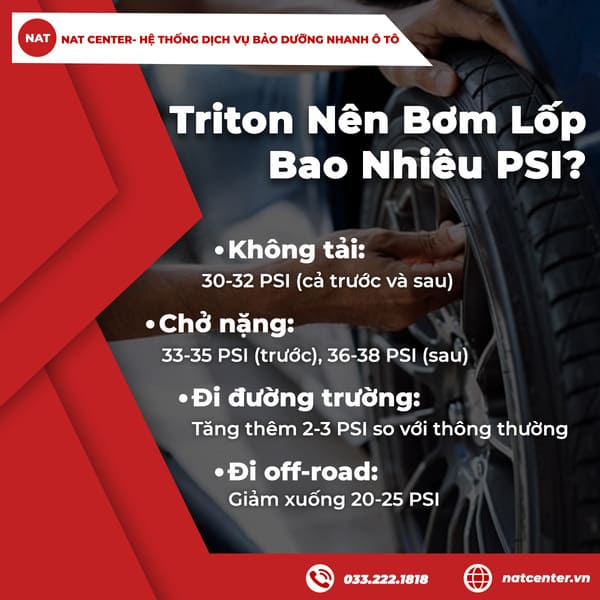 Triton nên bơm lốp bao nhiêu PSI?